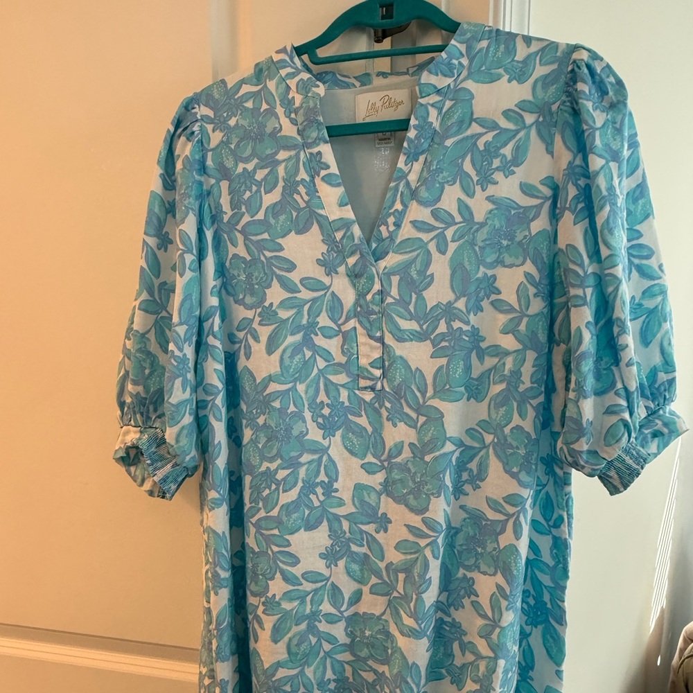 Lilly Pulitzer Aqua Floral Midi Dress